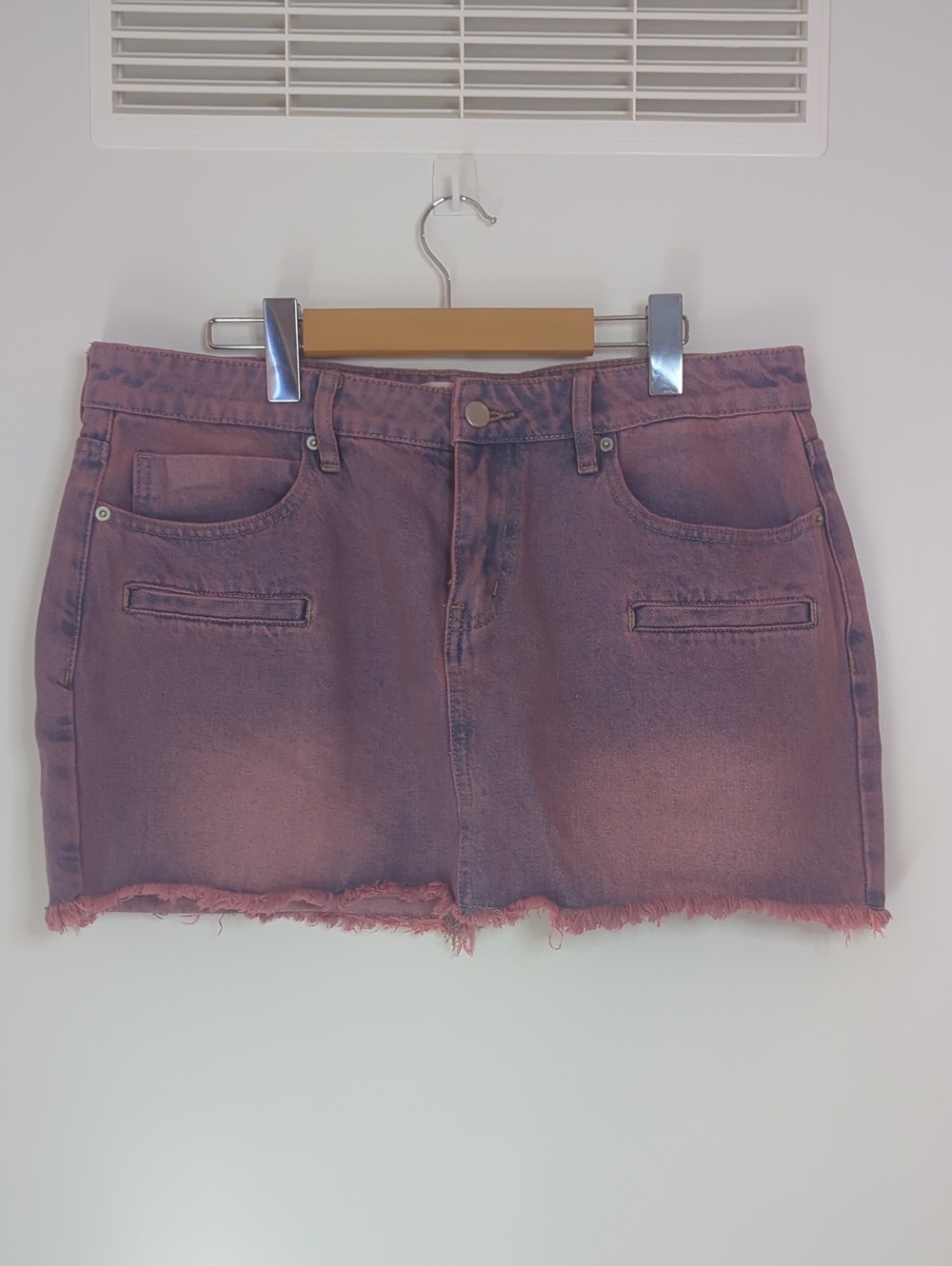 Fashion Nova Pink Sunset Washed Denim Mini Skirt